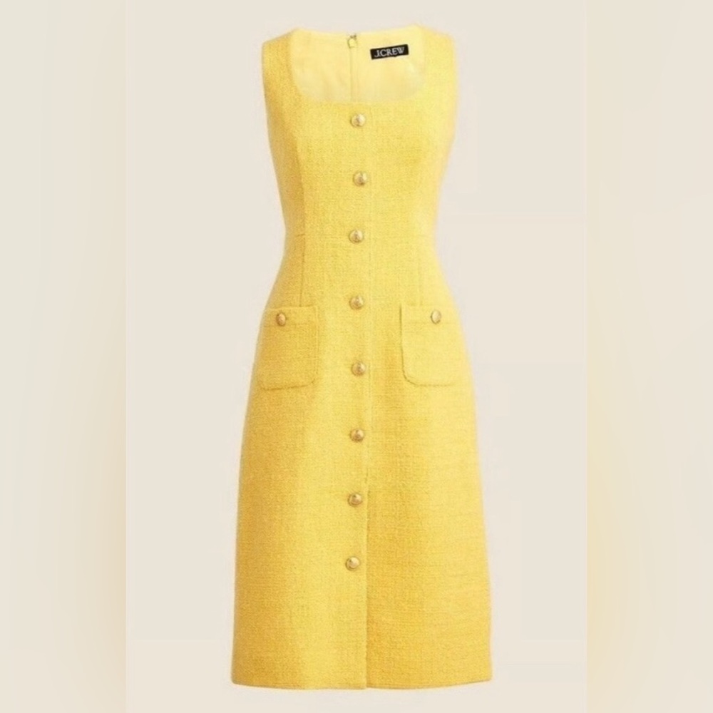 J. Crew Yellow Tweed Shift Dress size 4 NWT